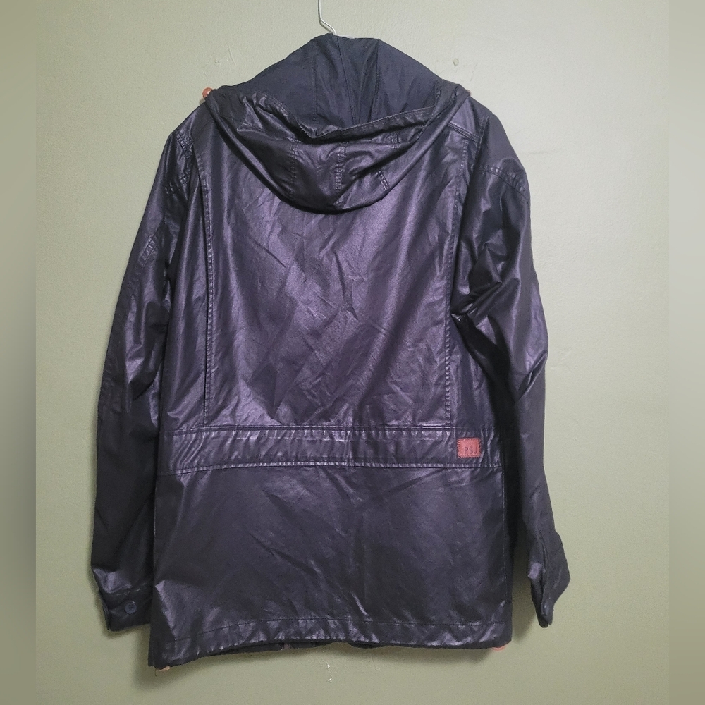 PSJE 119L Black Coated Hooded Jacket Utility Style Mens Size Med - Picture 3 of 4